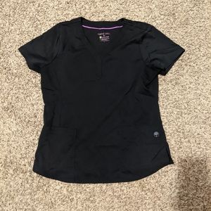 Large black healing hands scrub top